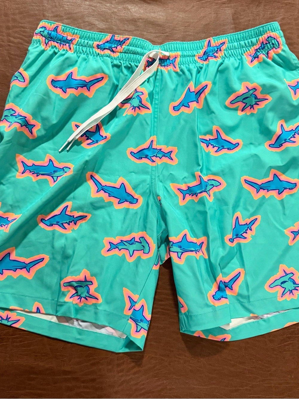 Mens chubbies Teal Shark Print Swim Shorts xl